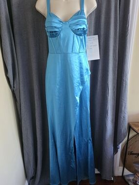 next Turquoise Blue Satin Strapless Bodice Top
